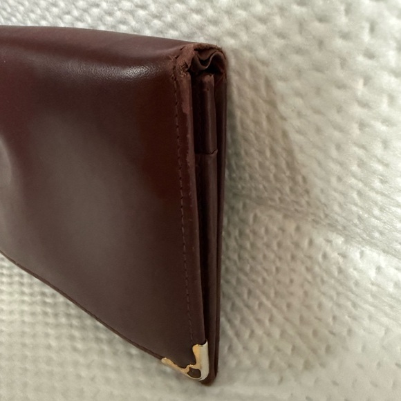 Cartier Burgundy Leather Long Wallet Gold Corner Hardware Vintage Authentic - Picture 3 of 8